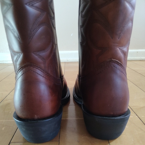 Men's Brown Leather Cowboy Boots - Picture 6 of 10
